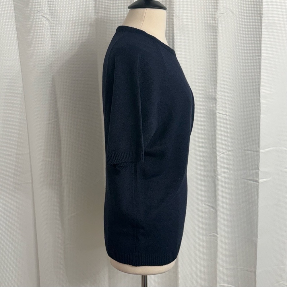Laura Scott Women's Short Sleeve Crew-neck Pullover Sweater, Navy, Size 1X - Picture 3 of 6
